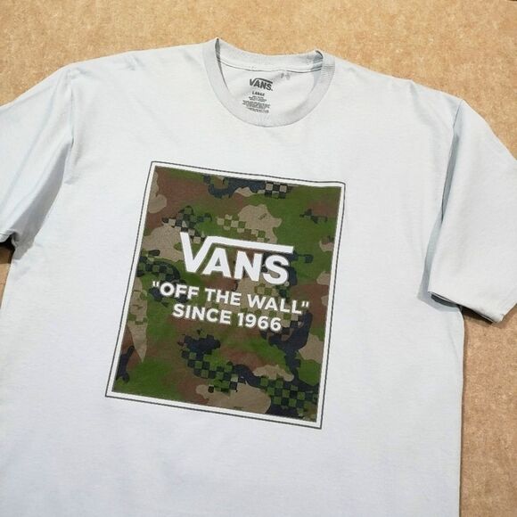 Vans Off The Wall Camo Checkered Short Sleeve T-Shirt Large #6 - Picture 2 of 5